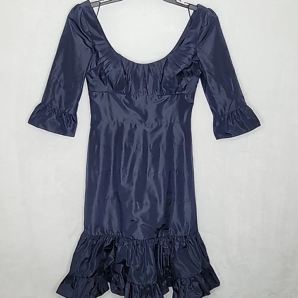 ‎Shawn Ray Fons Silk Ruffled Pleat Dress Size 6
